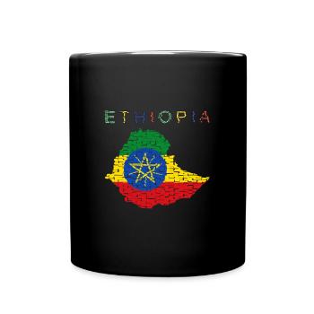 Drapeau de la carte de l’Éthiopie - Mug uni - noir - Devant