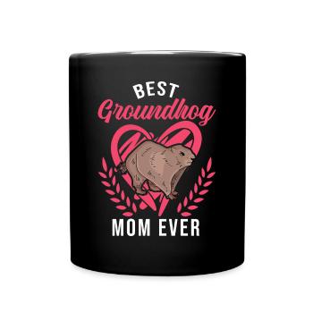 Murmeltier Mama Groundhog Mom Woodchuck - Tasse einfarbig - Schwarz - Vorne