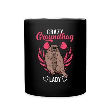 Crazy Marmot Woman Crazy Groundhog lady - Full Colour Mug - black - Front