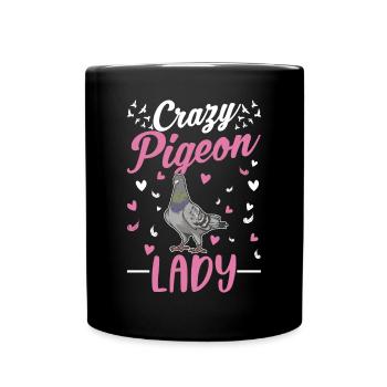 Crazy Pigeons Mrs. Pigeon Fancier - Full Colour Mug - black - Front
