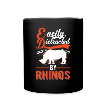 Easily distracted by Rhinos Rhino - Full Colour Mug - black - Front