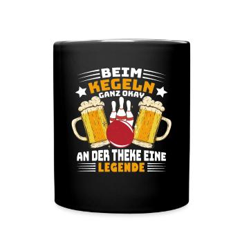 Kegler Kegelbahn Beim Kegeln ganz okay - Tasse einfarbig - Schwarz - Vorne