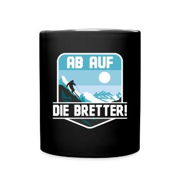 Skifahren Skipiste Ab auf die Bretter - Tasse einfarbig - Schwarz - Vorne