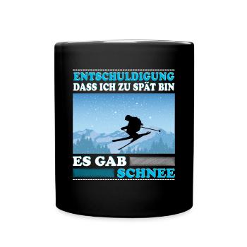 Ski Skifahrer Es gab Schnee Skipiste - Tasse einfarbig - Schwarz - Vorne
