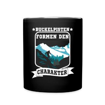 Skifahrer Skipiste Buckelpisten - Tasse einfarbig - Schwarz - Vorne