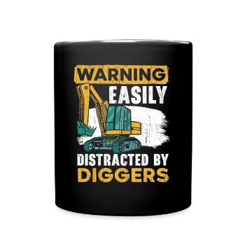 Facilement distrait par le véhicule d'excavatrice de creuseurs - Mug uni - noir - Devant