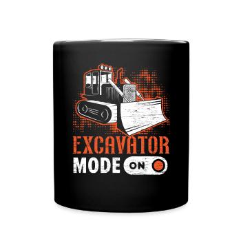 Excavator Mode On Construction Vehicle Digger - Full Colour Mug - black - Front