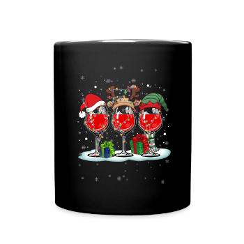Wine Lovers Noël Chapeau de Noël Tenue Noël - Mug uni - noir - Devant