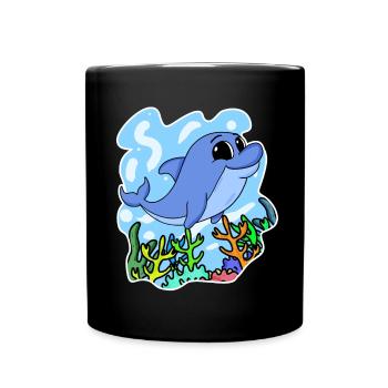 Dauphin - mammifères animaux marins environnement de conservation de la nature - Mug uni - noir - Devant