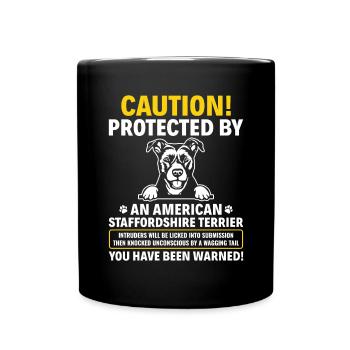American Staffordshire Bull Terrier Staffy Dog - Full Colour Mug - black - Front
