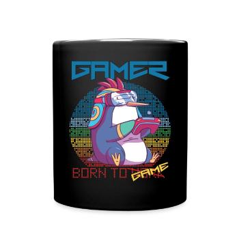 Gamer Cute Penguin Video Games Born To Gaming - Tasse einfarbig - Schwarz - Vorne