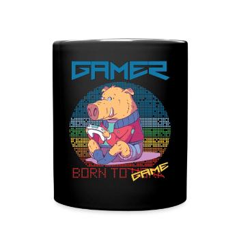 Funny Gamer Video Games Born To Gaming Retro Game - Full Colour Mug - black - Front