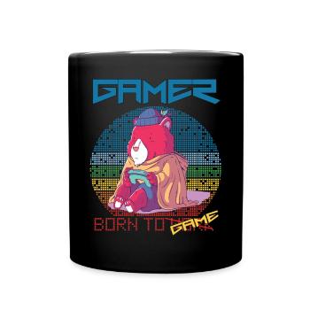 Gamer Funny Video Games Born To Gaming Retro Game - Full Colour Mug - black - Front