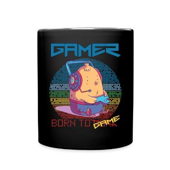 Gamer Funny Chick Video Games Born To Gaming Retro - Full Colour Mug - black - Front