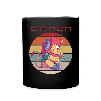 Funny Video Games Retro Console Games Lion Gamer G - Full Colour Mug - black - Front