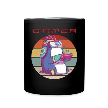 Funny Video Games Retro Console Games Penguin Game - Full Colour Mug - black - Front