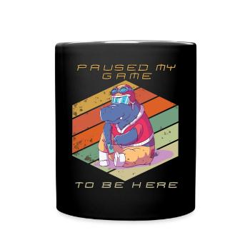Gamer Paused My Game Video Games Retro Gaming Cons - Full Colour Mug - black - Front