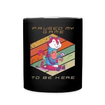 Gamer Paused My Game Video Games Retro Gaming Funn - Full Colour Mug - black - Front
