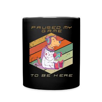 Video Games Gamer Paused My Game Retro Gaming Dog - Full Colour Mug - black - Front