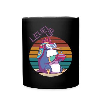 Level Up Gamer Retro Video Games Retro Gaming Peng - Full Colour Mug - black - Front