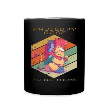 Video Games Gamer Paused My Game Retro Gaming Lion - Full Colour Mug - black - Front