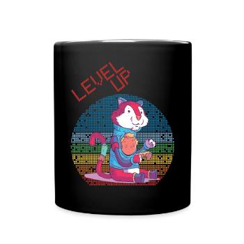 Level Up Gamer Video Games Retro Vintage Gaming Hi - Tasse einfarbig - Schwarz - Vorne