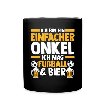 Patenonkel Fußball Bier Pate Onkel - Tasse einfarbig - Schwarz - Vorne