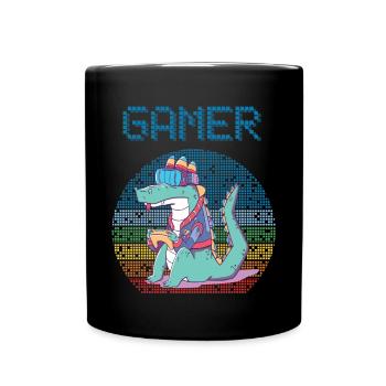 Gamer Retro Video Games Vintage Gaming Funny Croco - Tasse einfarbig - Schwarz - Vorne