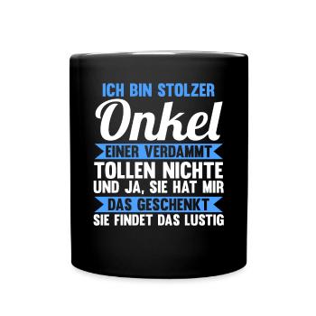 Patenonkel Pate Onkel - Tasse einfarbig - Schwarz - Vorne