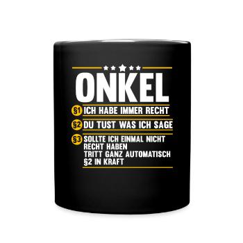 Patenonkel Pate Onkel - Tasse einfarbig - Schwarz - Vorne