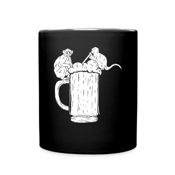 Orangutan Monkeys with Beer - Funny Monkey Orangut - Full Colour Mug - black - Front