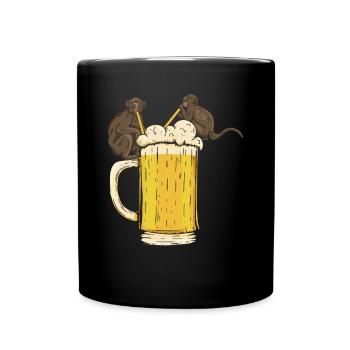 Monkeys with Beer Orangutan Monkey Funny Monkey - Tasse einfarbig - Schwarz - Vorne
