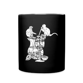 Orangutan Monkeys with Sangria - Funny Monkey - Full Colour Mug - black - Front