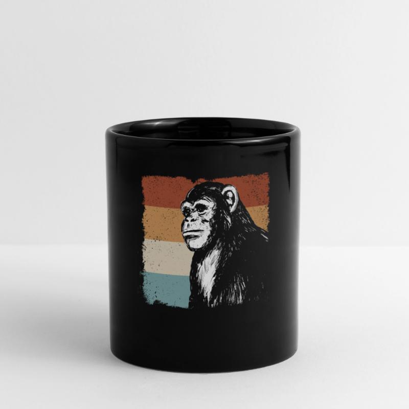 Monkey Chimpanzee Orange Monkey - Retro Monkey Full Colour Mug