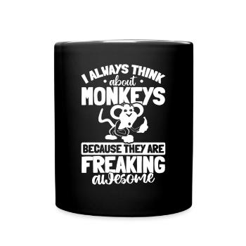 Chimpanzee Orangutan Monkey - I always think about - Tasse einfarbig - Schwarz - Vorne