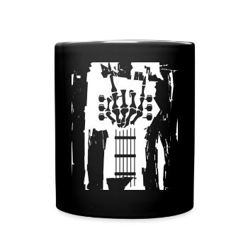 Guitar Skeleton Heavy Metal Guitarist Bass Bassist - Full Colour Mug - black - Front