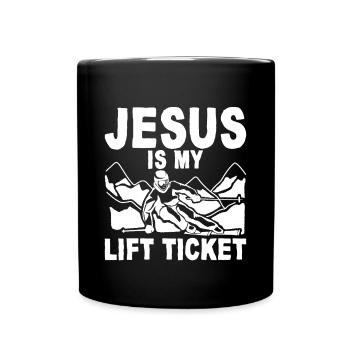 Jésus est mon billet de remontée - Mug uni - noir - Devant