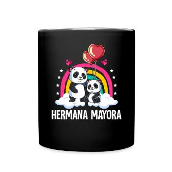 Die große Schwester Panda - Tasse einfarbig - Schwarz - Vorne