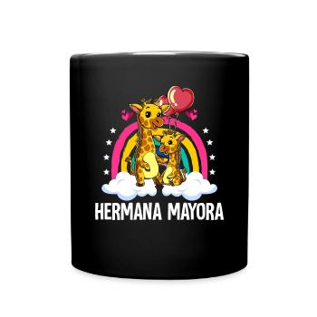 Große Schwester Giraffe - Tasse einfarbig - Schwarz - Vorne