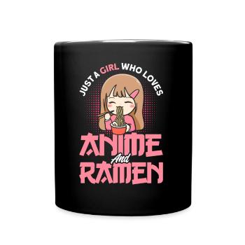 Just A Girl Who Loves Anime And Ramen - Full Colour Mug - black - Front