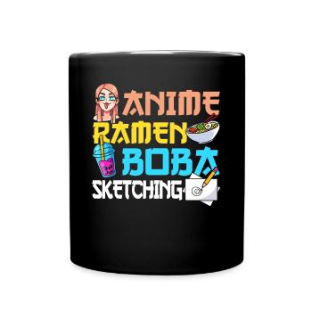 Anime Ramen Boba Sketching - Full Colour Mug - black - Front