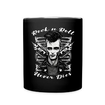 Rock n Roll niemals stirbt Dark Rockabilly Greaser - Tasse einfarbig - Schwarz - Vorne