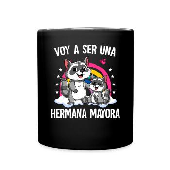 I'm Going To Be A Big Sister Raccoon - Full Colour Mug - black - Front