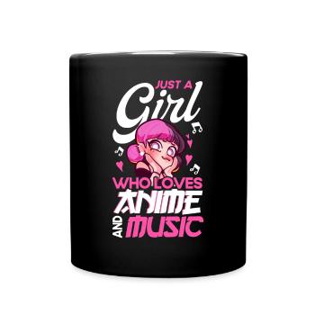 Just A Girl Who Loves Anime And Music - Full Colour Mug - black - Front