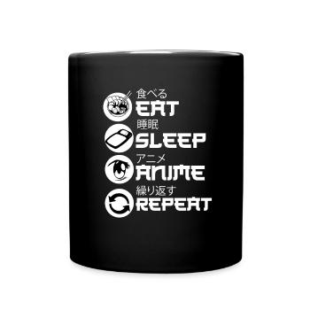 Eat Sleep Anime Repeat - Full Colour Mug - black - Front