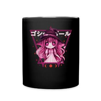 Kawaii Pastell Goth Witch Anime Chibi Vaporwave - Tasse einfarbig - Schwarz - Vorne