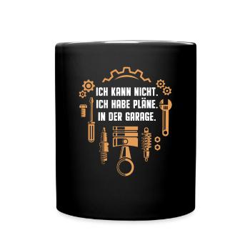 Automechaniker KFZ Mechatroniker Pläne In Garage - Tasse einfarbig - Schwarz - Vorne