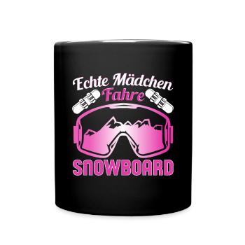 Snowboarden Echte Mädchen fahren Snowboard - Tasse einfarbig - Schwarz - Vorne