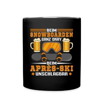 Snowboard Aprés Ski Am Tresen Unschlagbar - Tasse einfarbig - Schwarz - Vorne