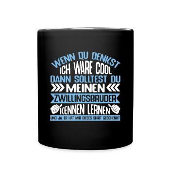 Zwillinge Zwillingsbruder Geschwister - Tasse einfarbig - Schwarz - Vorne